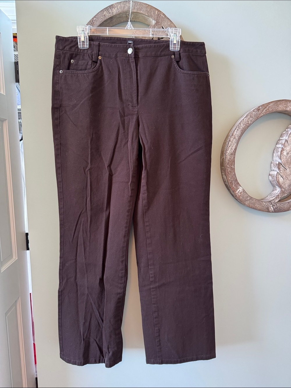 Saks Fifth Avenue Dark Brown Straight Leg Pants size 14